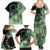 Cook Islands Turtle Family Matching Summer Maxi Dress and Hawaiian Shirt Stars and Hibiscus - Green