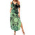 Cook Islands Turtle Family Matching Summer Maxi Dress and Hawaiian Shirt Stars and Hibiscus - Green