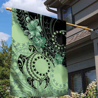 Cook Islands Turtle Garden Flag Stars and Hibiscus - Green LT01 - Polynesian Pride