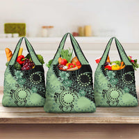 Cook Islands Turtle Grocery Bag Stars and Hibiscus - Green LT01 3-pack One Size Green - Polynesian Pride