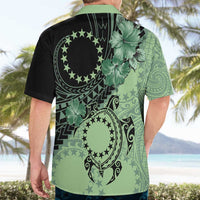 Cook Islands Turtle Hawaiian Shirt Stars and Hibiscus - Green LT01 - Polynesian Pride
