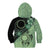 Cook Islands Turtle Kid Hoodie Stars and Hibiscus - Green