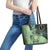 Cook Islands Turtle Leather Tote Bag Stars and Hibiscus - Green