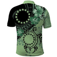 Cook Islands Turtle Polo Shirt Stars and Hibiscus - Green