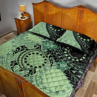 Cook Islands Turtle Quilt Bed Set Stars and Hibiscus - Green LT01 - Polynesian Pride