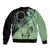 Cook Islands Turtle Sleeve Zip Bomber Jacket Stars and Hibiscus - Green