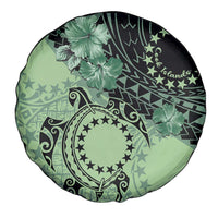 Cook Islands Turtle Spare Tire Cover Stars and Hibiscus - Green LT01 - Polynesian Pride
