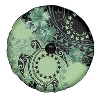 Cook Islands Turtle Spare Tire Cover Stars and Hibiscus - Green LT01 - Polynesian Pride
