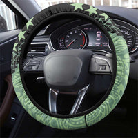Cook Islands Turtle Steering Wheel Cover Stars and Hibiscus - Green LT01 - Polynesian Pride