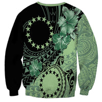 Cook Islands Turtle Sweatshirt Stars and Hibiscus - Green LT01 - Polynesian Pride
