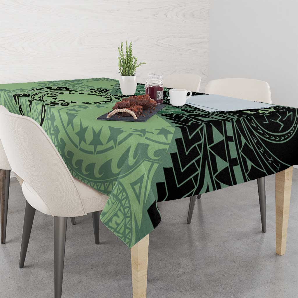 Cook Islands Turtle Tablecloth Stars and Hibiscus - Green LT01 - Polynesian Pride