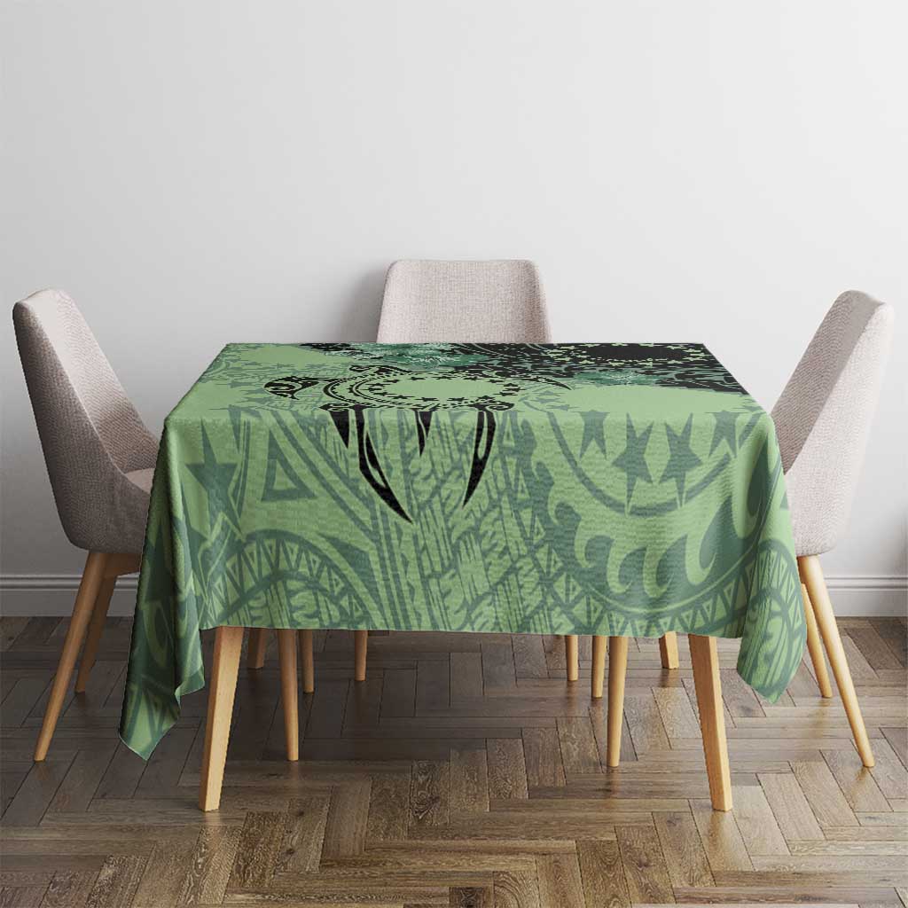 Cook Islands Turtle Tablecloth Stars and Hibiscus - Green LT01 - Polynesian Pride
