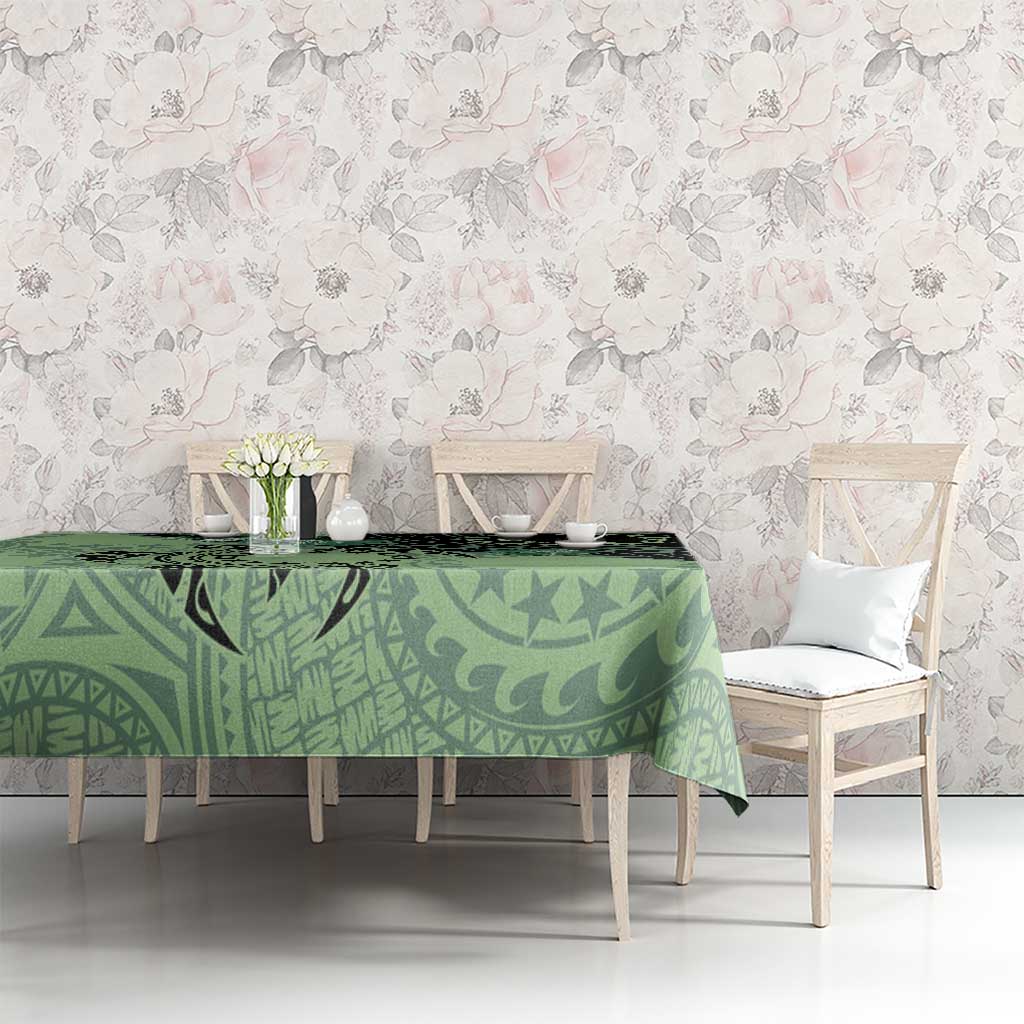 Cook Islands Turtle Tablecloth Stars and Hibiscus - Green LT01 - Polynesian Pride