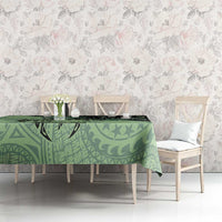 Cook Islands Turtle Tablecloth Stars and Hibiscus - Green LT01 - Polynesian Pride