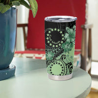 Cook Islands Turtle Tumbler Cup Stars and Hibiscus - Green LT01 - Polynesian Pride