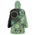 Cook Islands Turtle Wearable Blanket Hoodie Stars and Hibiscus - Green