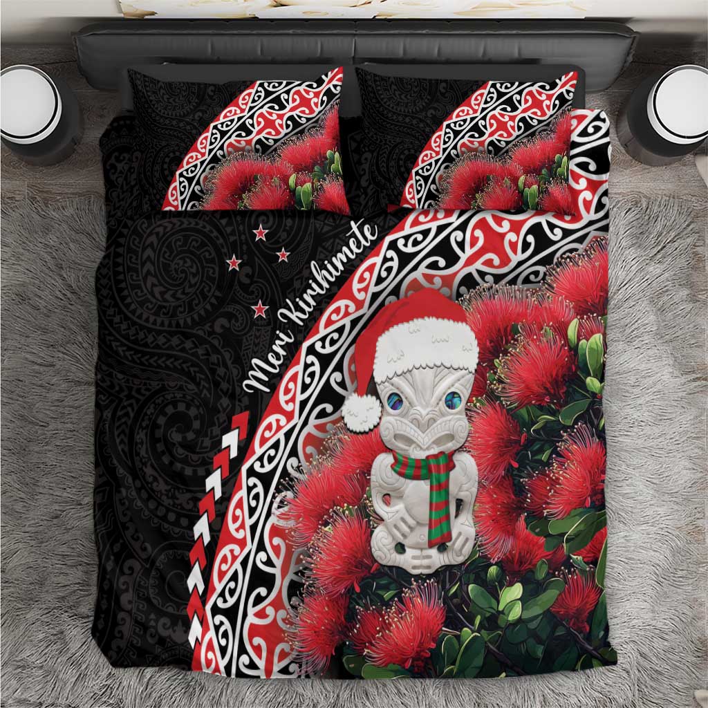 New Zealand Christmas Meri Kirihimete Bedding Set Santa Hei Tiki Pohutukawa