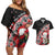 New Zealand Christmas Meri Kirihimete Couples Matching Off Shoulder Short Dress and Hawaiian Shirt Santa Hei Tiki Pohutukawa