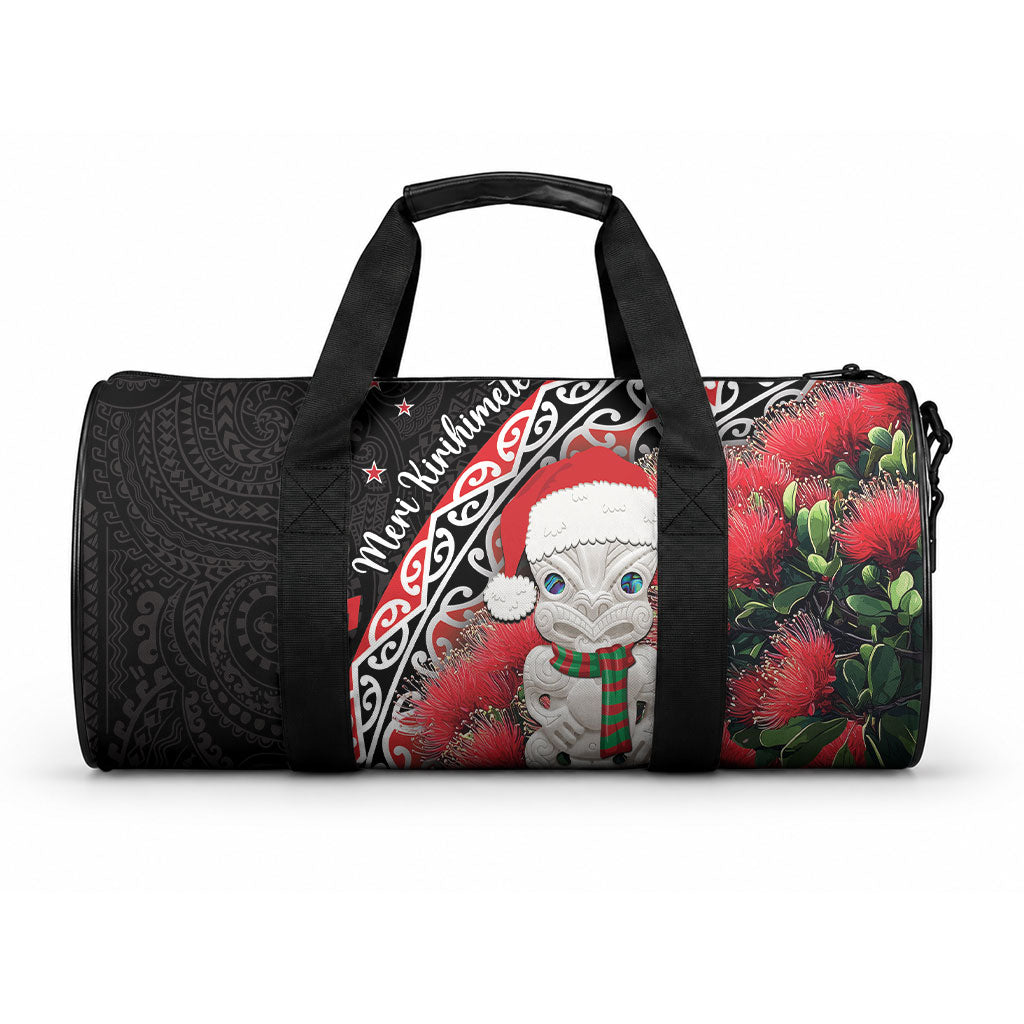 New Zealand Christmas Meri Kirihimete Duffle Bag Santa Hei Tiki Pohutukawa LT01 One size Black - Polynesian Pride