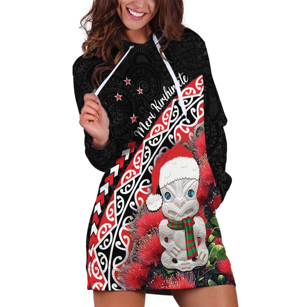 New Zealand Christmas Meri Kirihimete Hoodie Dress Santa Hei Tiki Pohutukawa