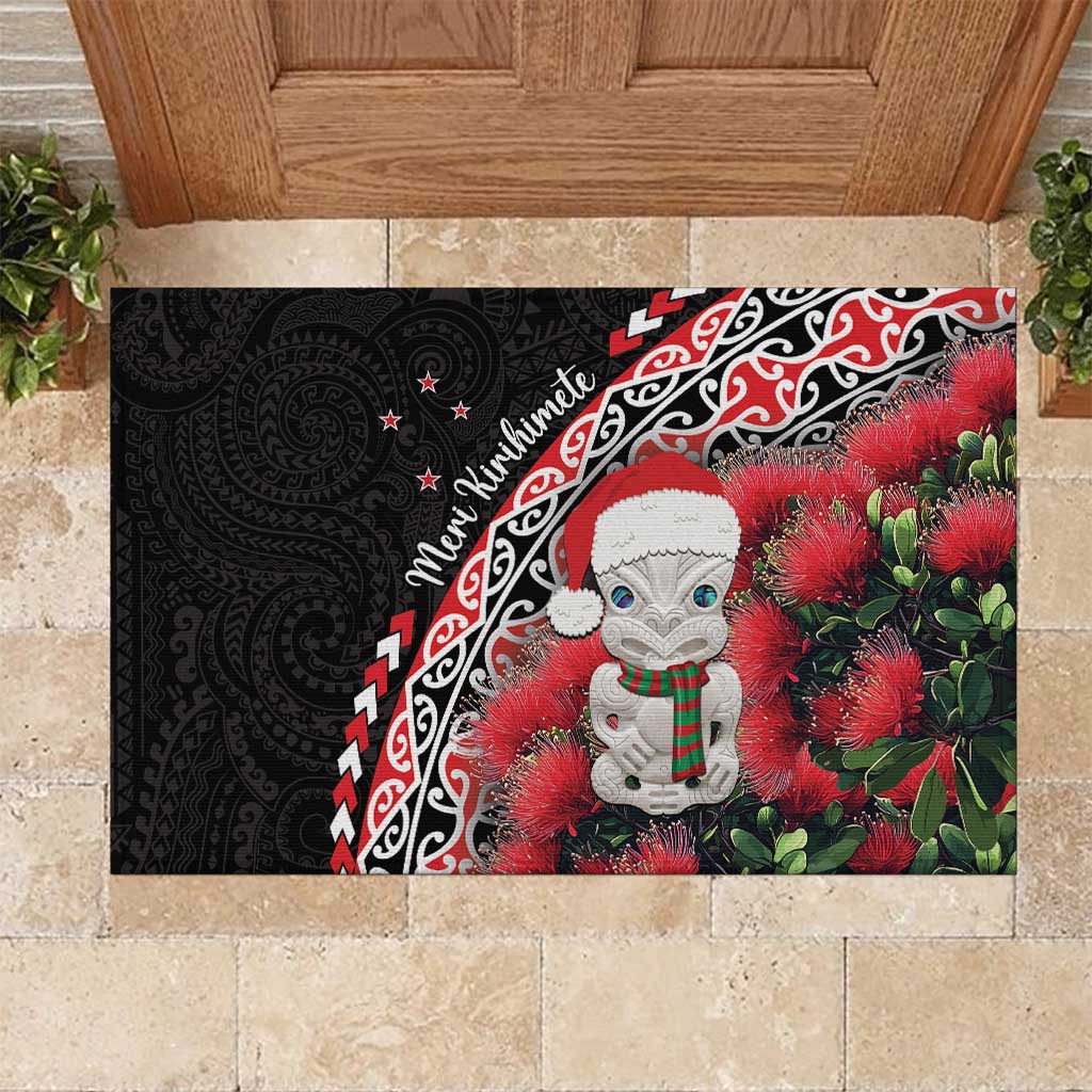 New Zealand Christmas Meri Kirihimete Rubber Doormat Santa Hei Tiki Pohutukawa