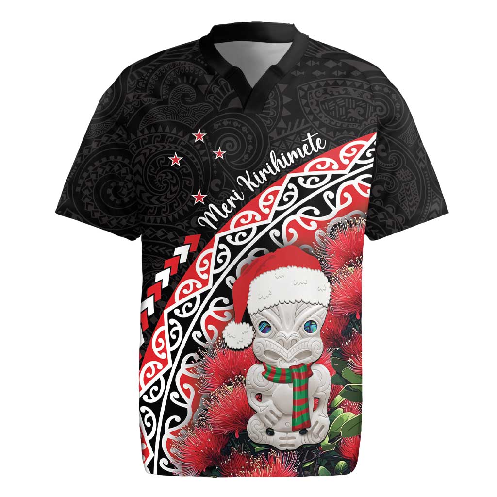 New Zealand Christmas Meri Kirihimete Rugby Jersey Santa Hei Tiki Pohutukawa