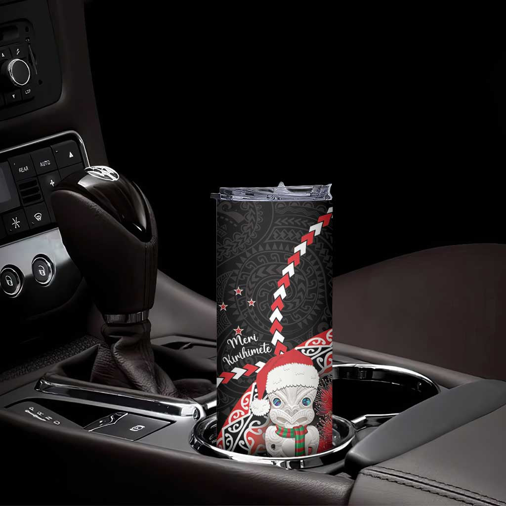 New Zealand Christmas Meri Kirihimete Skinny Tumbler Santa Hei Tiki Pohutukawa