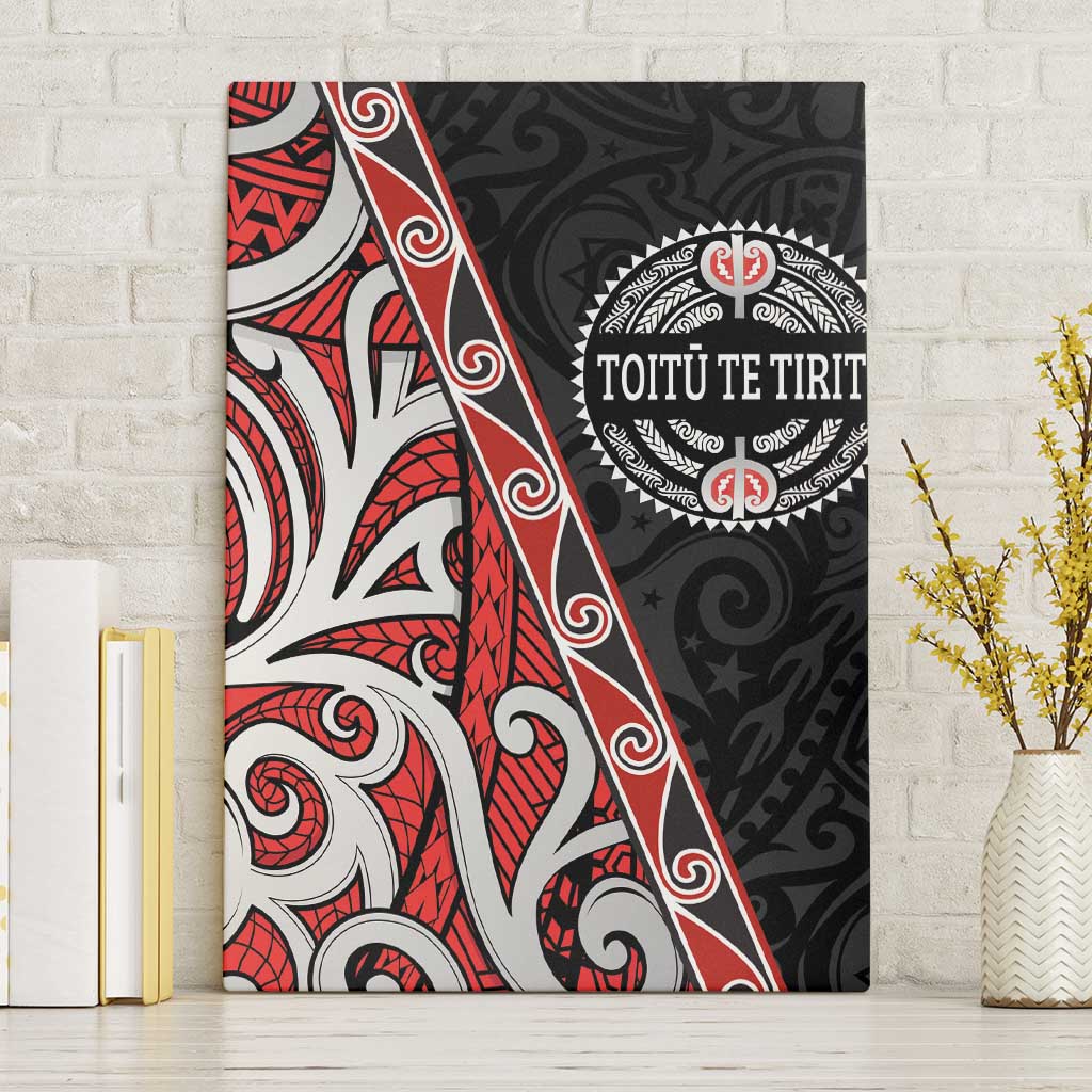 Aotearoa Toitu Te Tiriti Canvas Wall Art Honour The Treaty New Zealand LT01 Without Frame Black - Polynesian Pride