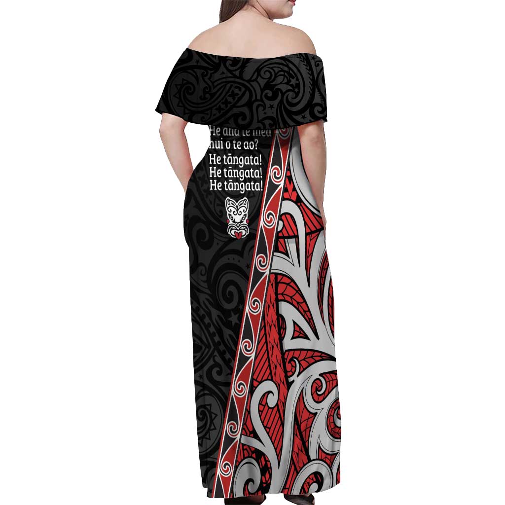 Aotearoa Toitu Te Tiriti Off Shoulder Maxi Dress Honour The Treaty New Zealand