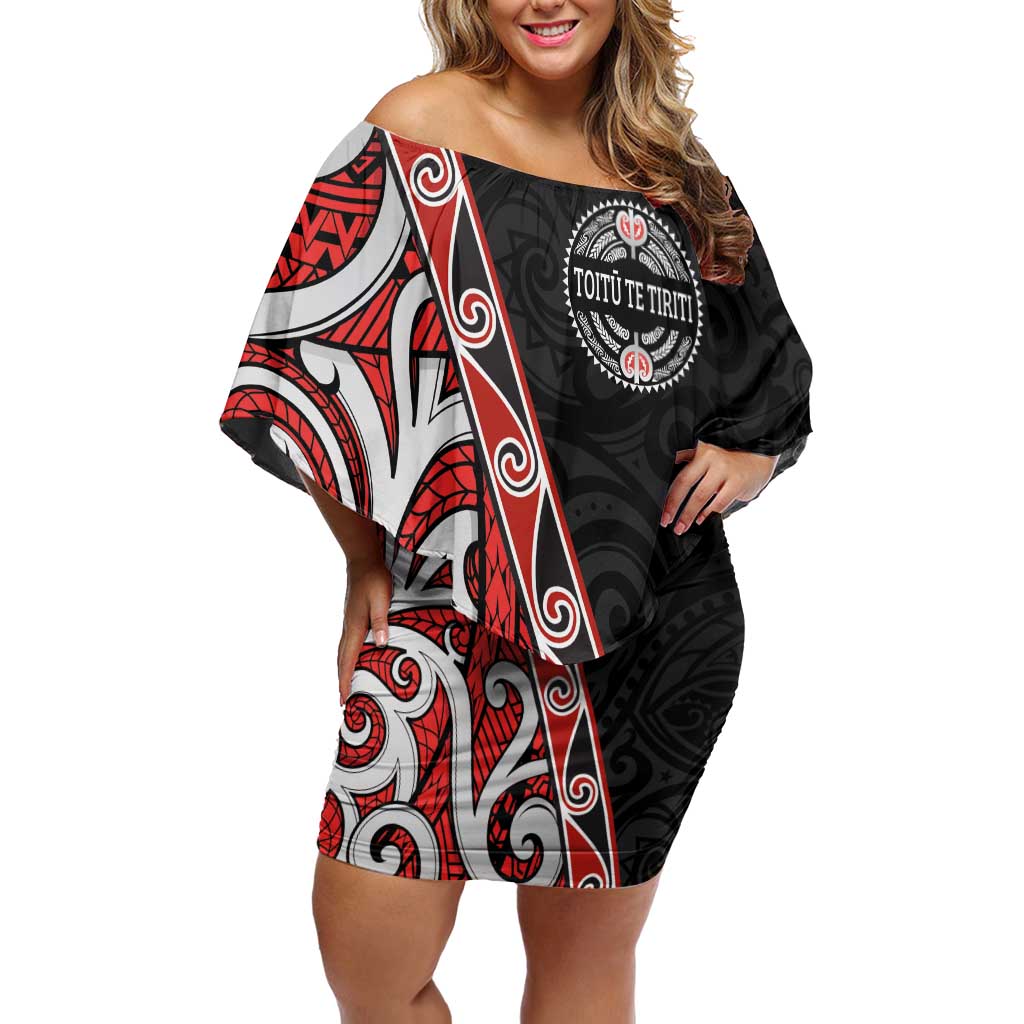 Aotearoa Toitu Te Tiriti Off Shoulder Short Dress Honour The Treaty New Zealand