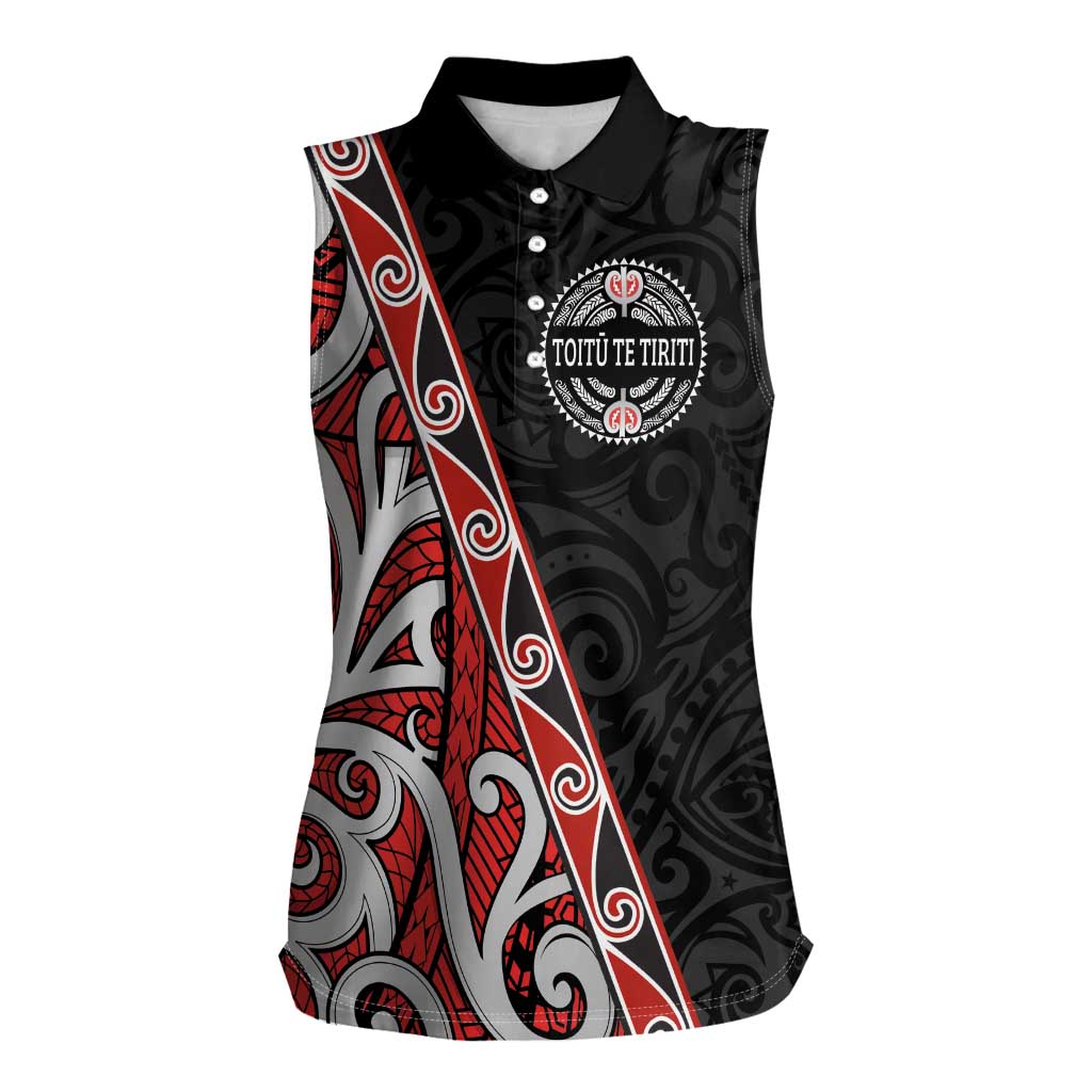Aotearoa Toitu Te Tiriti Women Sleeveless Polo Shirt Honour The Treaty New Zealand