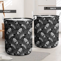 Grayscale Monstera Laundry Basket Polynesian Tribal Pattern LT01 - Polynesian Pride