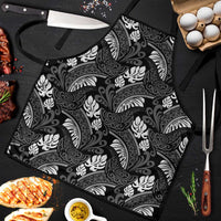 Grayscale Monstera Apron Polynesian Tribal Pattern LT01 Black - Polynesian Pride
