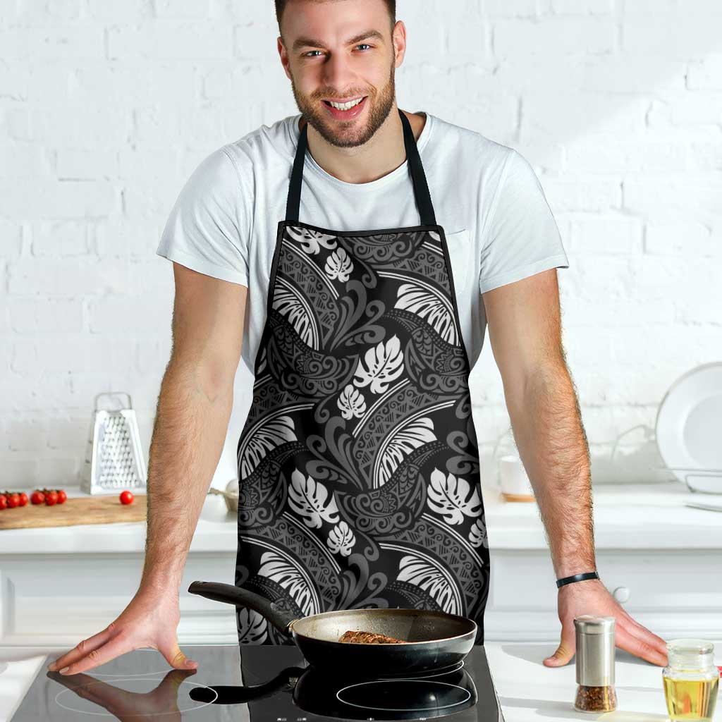 Grayscale Monstera Apron Polynesian Tribal Pattern LT01 - Polynesian Pride