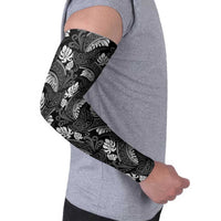 Grayscale Monstera Arm Sleeves Polynesian Tribal Pattern LT01 - Polynesian Pride