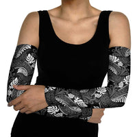 Grayscale Monstera Arm Sleeves Polynesian Tribal Pattern LT01 - Polynesian Pride