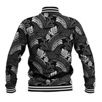 Grayscale Monstera Baseball Jacket Polynesian Tribal Pattern LT01 - Polynesian Pride