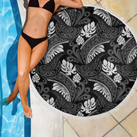 Grayscale Monstera Beach Blanket Polynesian Tribal Pattern - Polynesian Pride