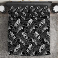 Grayscale Monstera Bedding Set Polynesian Tribal Pattern - Polynesian Pride