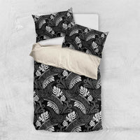 Grayscale Monstera Bedding Set Polynesian Tribal Pattern - Polynesian Pride