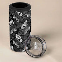 Grayscale Monstera 4 in 1 Can Cooler Tumbler Polynesian Tribal Pattern LT01 - Polynesian Pride
