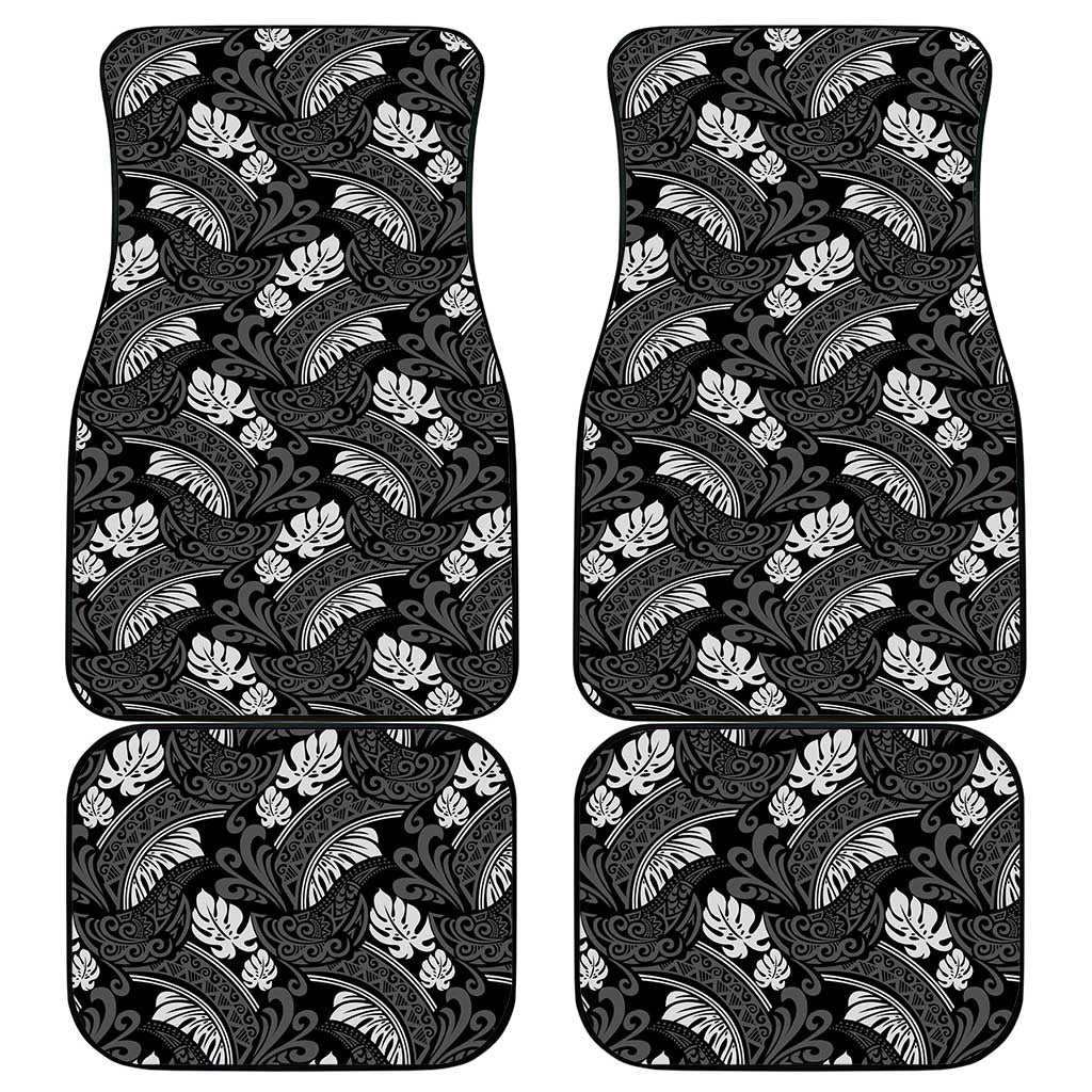 Grayscale Monstera Car Mats Polynesian Tribal Pattern LT01 - Polynesian Pride