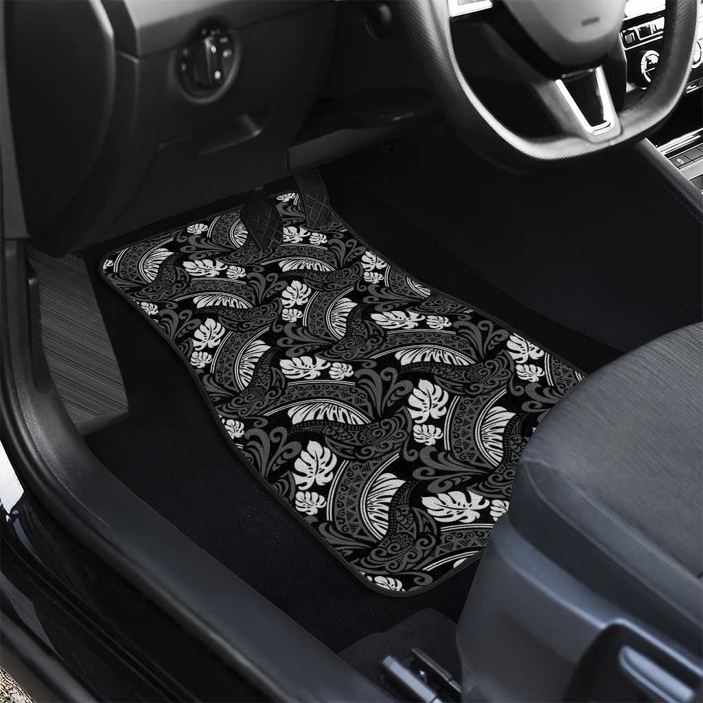 Grayscale Monstera Car Mats Polynesian Tribal Pattern LT01 - Polynesian Pride