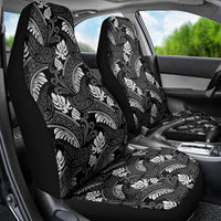 Grayscale Monstera Car Seat Cover Polynesian Tribal Pattern LT01 - Polynesian Pride
