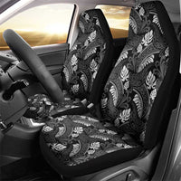 Grayscale Monstera Car Seat Cover Polynesian Tribal Pattern LT01 - Polynesian Pride