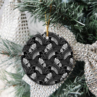 Grayscale Monstera Ceramic Ornament Polynesian Tribal Pattern LT01 - Polynesian Pride