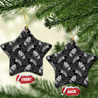Grayscale Monstera Ceramic Ornament Polynesian Tribal Pattern LT01 Star Black - Polynesian Pride