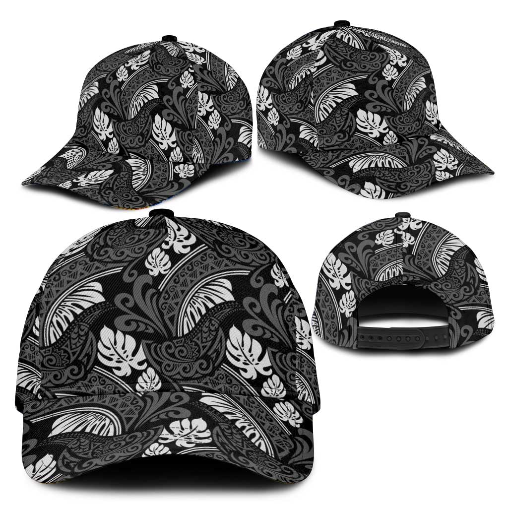 Grayscale Monstera Classic Cap Polynesian Tribal Pattern LT01 - Polynesian Pride