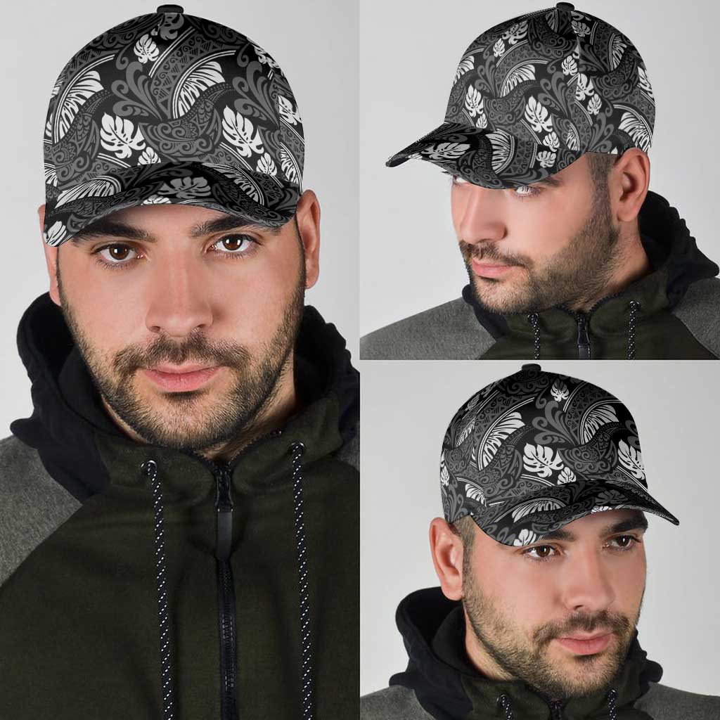 Grayscale Monstera Classic Cap Polynesian Tribal Pattern LT01 - Polynesian Pride