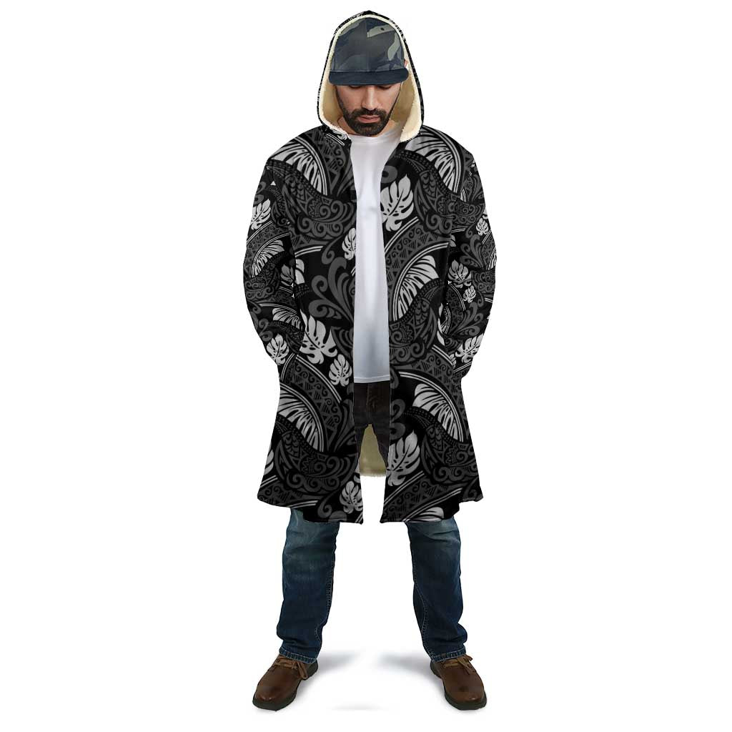 Grayscale Monstera Cloak Polynesian Tribal Pattern LT01 - Polynesian Pride